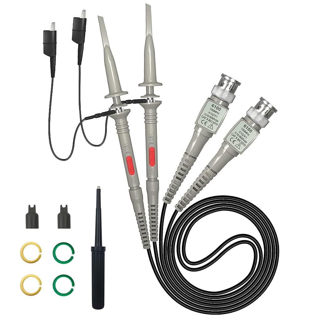 Serplex P6100 Oscilloscope Clip Probes 100 MHz 600V DC High Sensitivity Oscilloscope Clip Probe 10: 1 and 1: 1 for DSO-TC2 / DSO-TC3 Oscilloscope Digital/Virtual/Handheld Oscilloscopes (2 Pack) Serplex P6100 Oscilloscope Clip Probes 100 MHz 600V DC High Sensitivity Oscilloscope Clip Probe 10: 1 and 1: 1 for DSO-TC2 / DSO-TC3 Oscilloscope Digital/Virtual/Handheld Oscilloscopes (2 Pack)
